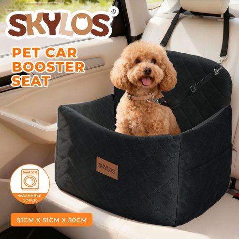 Skylos Pet Booster Dog Car Seat Safe Travel Carrier Bed Bag Basket Puppy Black