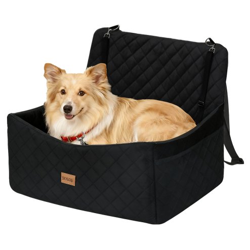 Skylos Dog Booster Car Seat Travel Carrier Bed Basket for Pet up to 55lbs Black