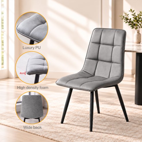 Levede Padded Dining Chairs Faux Leather for Kitchen Home Office - Set of 4