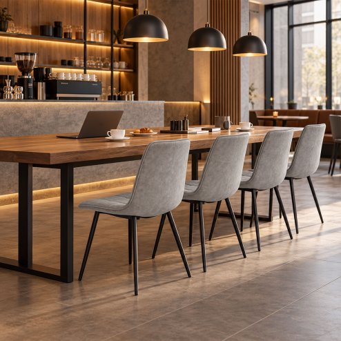 Levede Padded Dining Chairs Faux Leather for Kitchen Home Office - Set of 4