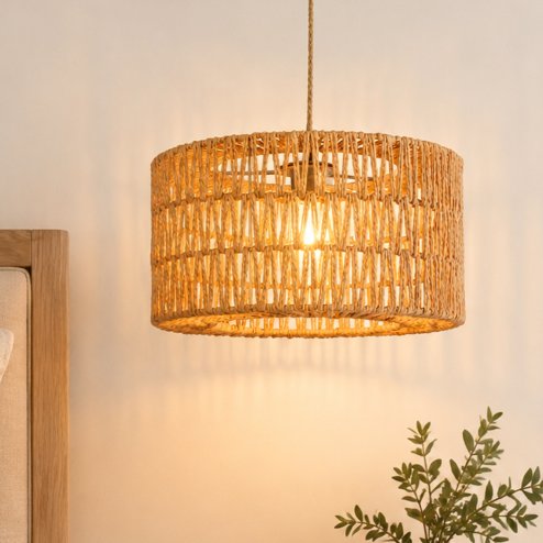 Emitto Lamp Shade Boho Woven Light Shade Durable Easy Fit Living Room Yellow