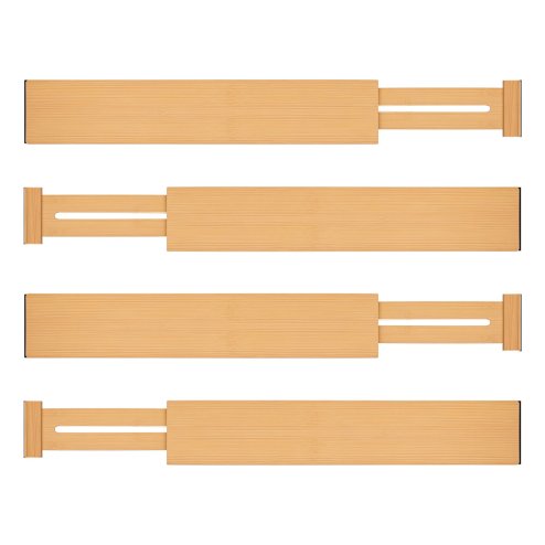 Levede Adjustable Drawer Divider Bamboo 4PC Expandable Organisers Spring Loaded