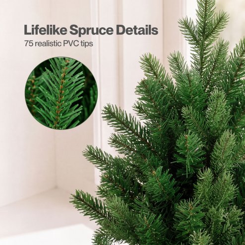 Santaco Christmas Tree Xmas Spruce Cement Base 75 PVC Tips Tabletop Indoor Green