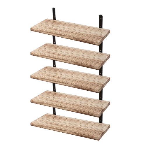 Levede Floating Shelves Wood Wall Mounted Shelf Rustic Set of 5 Light Brown Image