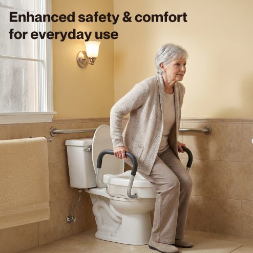 Levede Raised Toilet Seat 12cm Riser with Adjustable Arms for Elderly Disabled