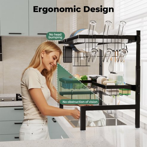 TOQUE Dish Drainer Rack Over the Sink Dish Drying Rack