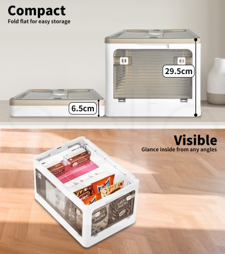 Levede 2X Folding Storage Container Large with Lid Stackable on Wheel Plastic