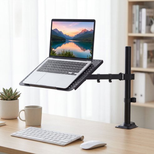 Levede Laptop Desk For? Adjustable Riser With Rotatable Monitor Mount Black
