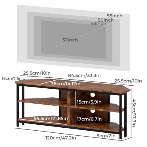 Levede Wooden TV Cabinet with RGB LED Light 120cm TV Stand Storage Unit Max 55