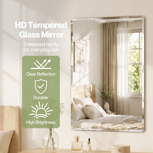 Yezi Wall Mirror Tempered Glass HD Explosion-proof Vanity Bathroom 45x60cm