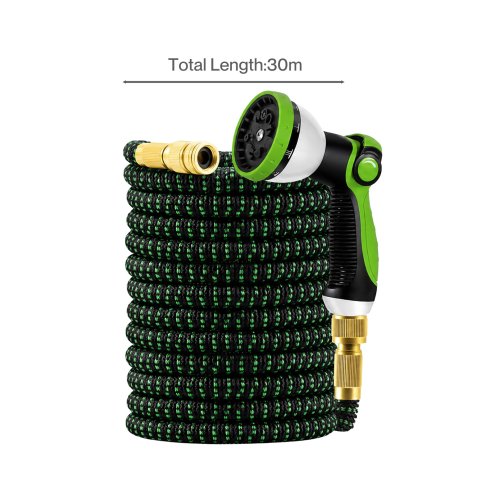 Traderight Expandable Garden Hose 10m to 30m 10-Pattern Nozzle Kink-Free Green