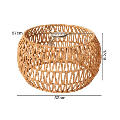 Emitto Lamp Shade Boho Paper Rope Light Shade Metal Frame for Bedroom Yellow
