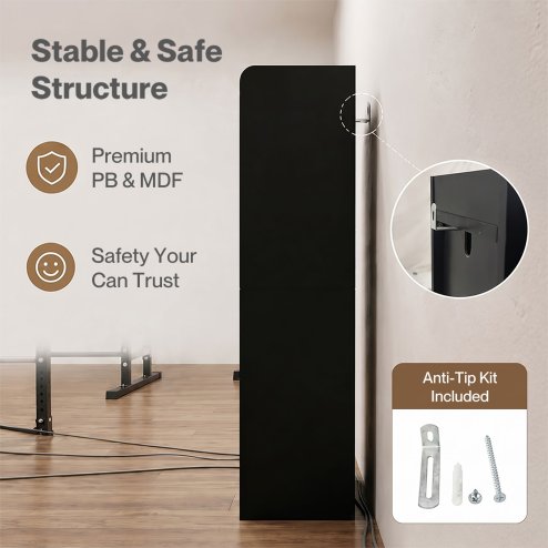 Levede Bathroom Cabinet Slim Corner Storage Adjustable Shelves PB MDF Black