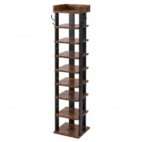 Levede Shoe Rack Storage Organiser 9 Tier Industrial Shoe Shelf Adjustable Brown
