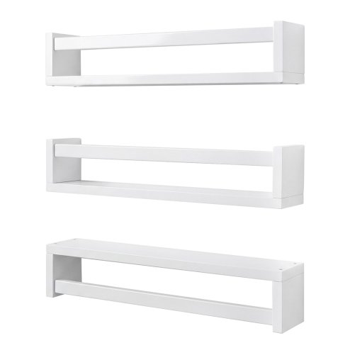 Levede Nursery Book Shelves Kids Wall Floating Shelf White Solid Wood 3 Pack Image