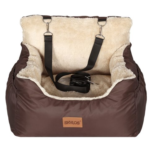 Skylos Dog Car Seat for Small Dogs & Cats Cosy Pet Travel Bed with Safety Leash