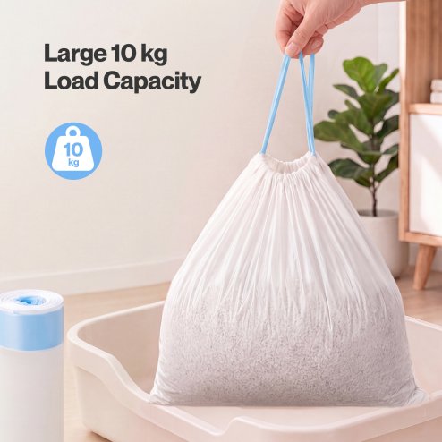 Skylos Cat Litter Bags Auto Scoop Bin Liners Heavy Duty Drawstring 40 Pack Blue