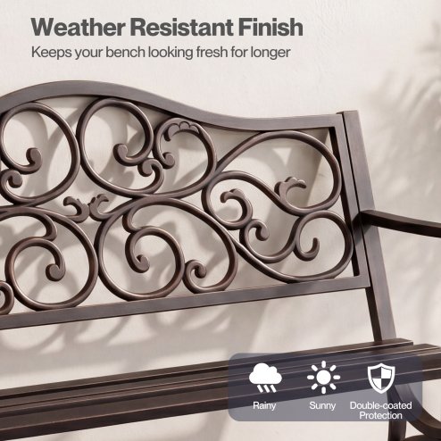 Levede Garden Bench,Outdoor Bench,300kg Metal,Floral Pattern Bronze