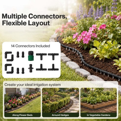 Traderight Soaker Hose 50m Drip Irrigation Deep Root Watering For Gardens Black