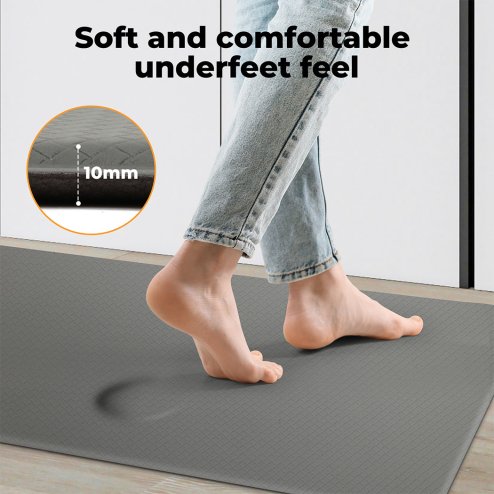 Marlow Kitchen Mat 2Pcs Non Slip Woven Rubber Floor Mat Absorbent Runner Grey