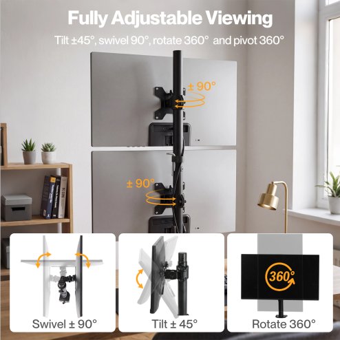 Levede Dual Monitor Arm Adjustable Desk Mount For 13-34 Inch Computer Black