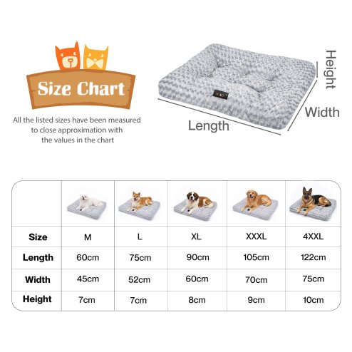 SKYLOS Plush Dog Bed Soft Rose Velvet Non-Slip Pet Crate Keneel Mattress Mat XL