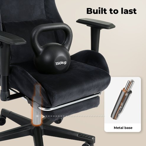 Levede Office Desk Chair Gaming Recliner Adjustable Height with Footrest Black