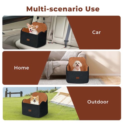 Skylos Dog Booster Car Seat Portable Pet Puppy Travel Carrier Bed Basket Brown