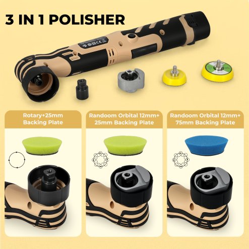 Traderight Cordless Car Polisher Buffer Mini Polishing Machine Dual Action 12V