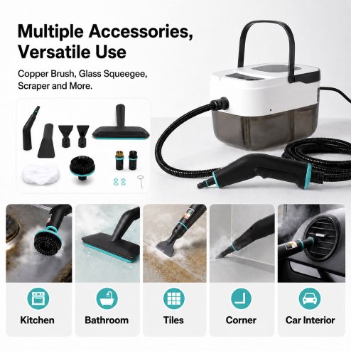 Spector Steam Cleaner Handheld 6 Settings with Tank 105??C Heat For Kitchen White