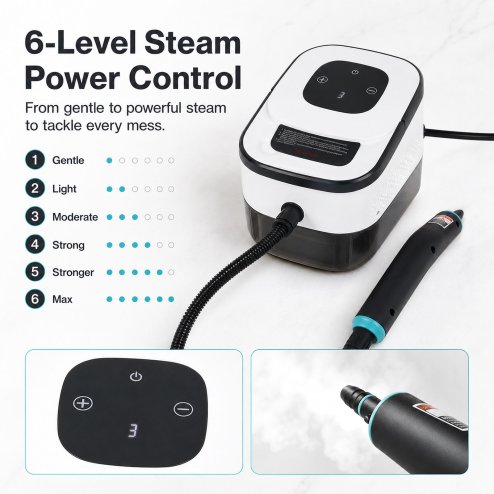 Spector Steam Cleaner Handheld 6 Settings with Tank 105??C Heat For Kitchen White
