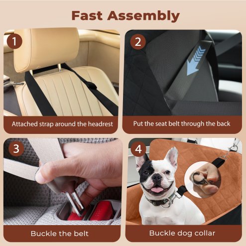 Skylos Dog Booster Car Seat Portable Travel Carrier Bed Basket Pet Puppy Brown