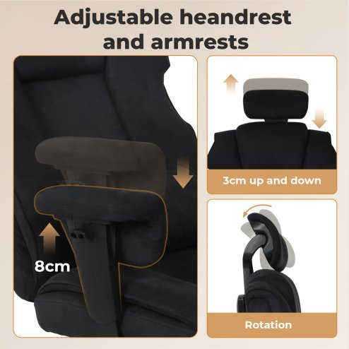 Executive Ergonomic Office Chair Suede Fabric Wide Seat 155?? Recline Footrest