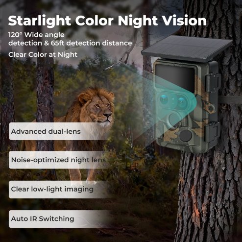 Centra Solar Trail Camera 4K Dual Lens WiFi Bluetooth Night Vision 32GB Card