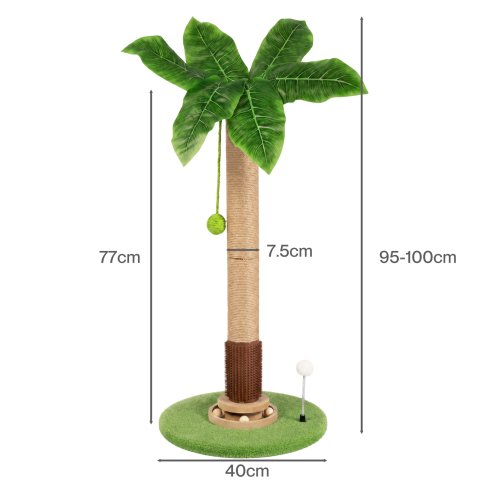 Skylos Cat Scratching Post Palm Tree Cat Scratcher With Brush Toy Indoor Green