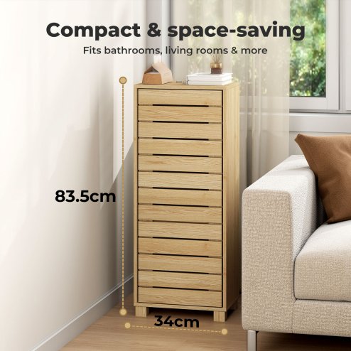 Levede Floor Bathroom Storage Cabinet Handleless Wood Floor Shelf Unit Cupboard