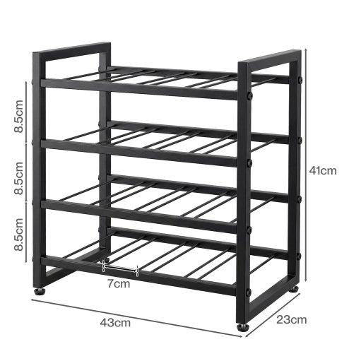 Levede 16 Bottle Wine Rack Countertop Wine Storage Organiser 4 Tier Metal Black