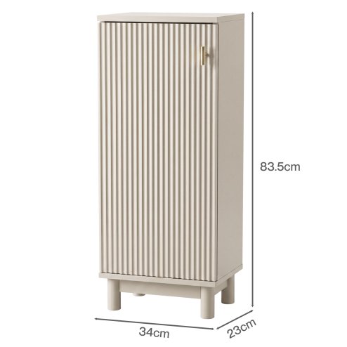 Levede Slim Bathroom Cabinet Tall Fluted Storage Cupboard Adjustable Shelf Cream