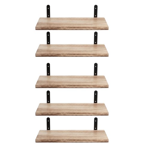 Levede Floating Shelves Wood Wall Mounted Shelf Rustic Set of 5 Light Brown
