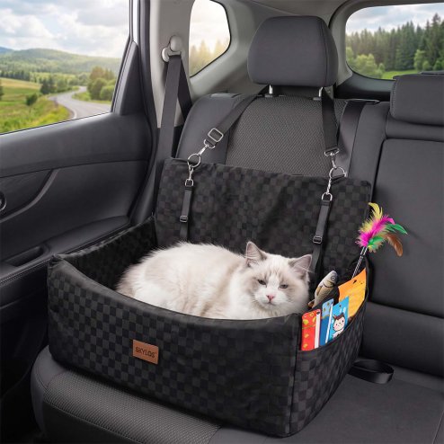 Skylos Large Dog Car Seat Booster Dual-Sided Plush Cool Bed Washable Black