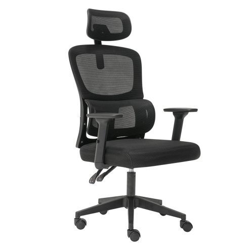 Office Computer Chair Mesh Ergonomic Lumbar Support Swivel with Armrest Headrest