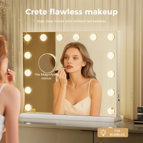 Emitto LED Hollywood Makeup Mirror Vanity Light Mirror 14 Dimmable LED Bulbs