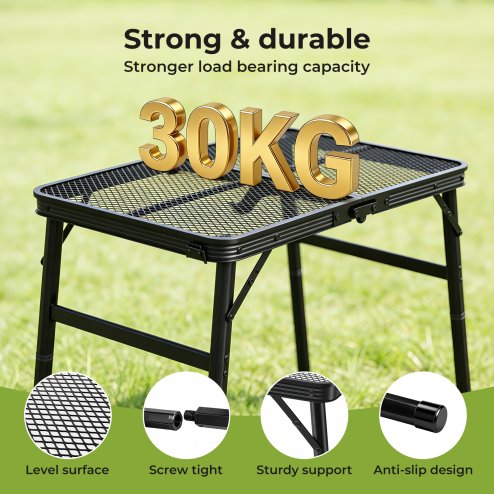 Levede Folding Camping Table Adjustable Height Aluminium Picnic Desk Black 90cm