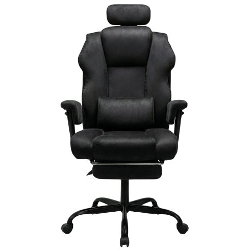 Executive Ergonomic Office Chair Suede Fabric Wide Seat 155?? Recline Footrest