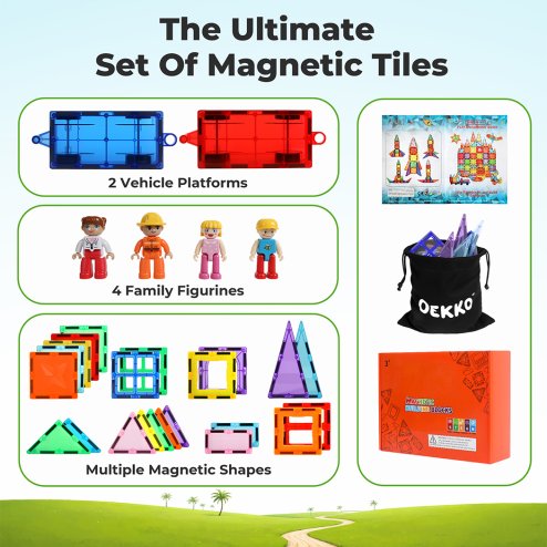 Dekko 100Pcs Magnetic Tiles Building Blocks Kids Educational Construction Toys