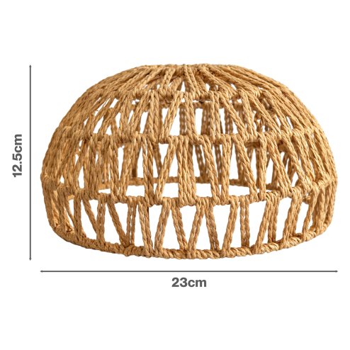 Emitto Rustic Ceiling Pendant Light Shade Hemp Rope Lamp Shade Boho Yellow 23cm