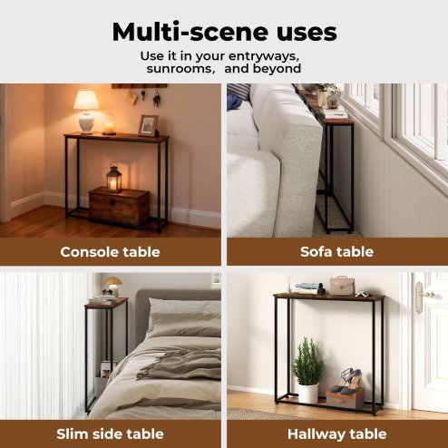 Console Hall Table Slim Entryway Hallway Sofa Table Display Shelf Industrial