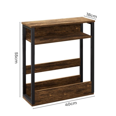 Levede 40x18x55cm Side Table with Storage Shelf Metal Frame