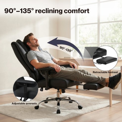 Levede Office Chair Big Tall High Back Heavy Duty PU Recliner Executive Chair
