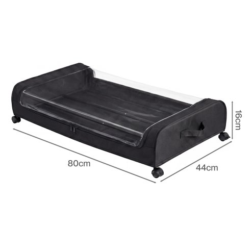 Levede Under Bed Storage Boxes with Lids, 46L x2, Rolling, Black, Oxford